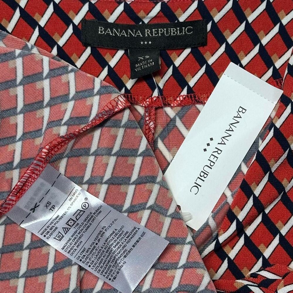 NWT Banana Republic Red Geometric Print Twist Front V-Neck Dress Size XS - Picture 5 of 8